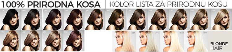 100% prirodna kosa - kolor lista za prirodnu kosu