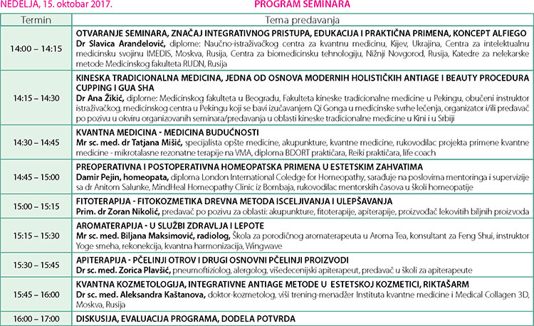 Program seminara na 30. sajmu kozmetike