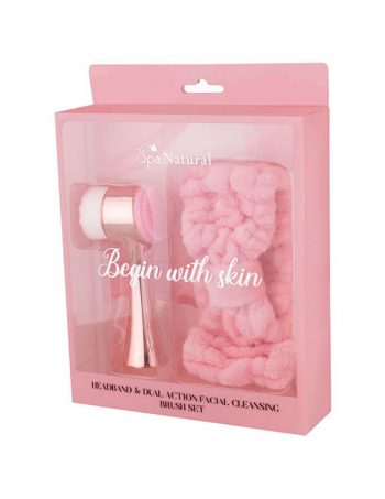 Set traka za kosu i cetka za lice SPA NATURAL Rose Gold