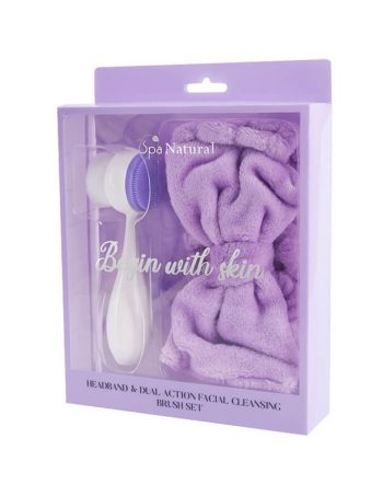 Set traka za kosu i cetka za lice SPA NATURAL ljubicasti