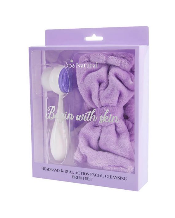 Set traka za kosu i cetka za lice SPA NATURAL ljubicasti Set traka za kosu i cetka za lice SPA NATURAL ljubicasti