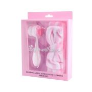 Set traka za kosu i cetka za lice SPA NATURAL roze