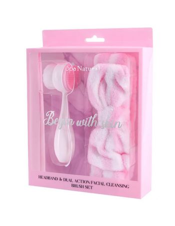 Set traka za kosu i cetka za lice SPA NATURAL roze Set traka za kosu i cetka za lice SPA NATURAL roze