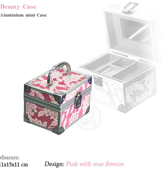 BEAUTY CASE - kozmetički kofer, roze lišće