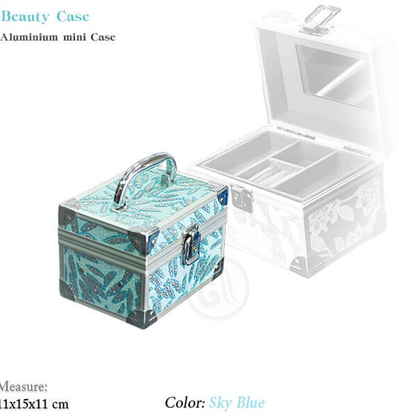 BEAUTY CASE - kozmetički kofer, svetlo plavo lišće
