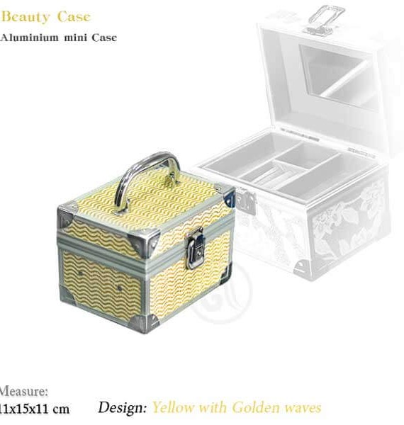 BEAUTY CASE - kozmetički kofer, žuti sa zlatnim talasima